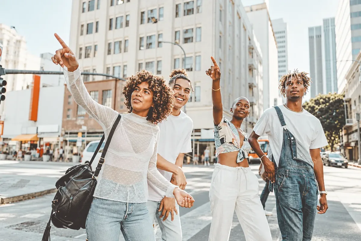 People out together in the city.